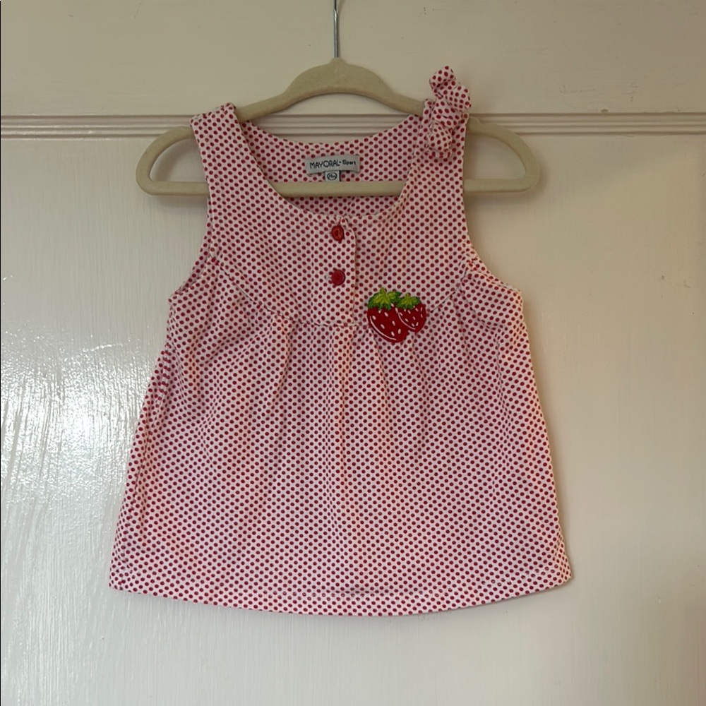 Mayoral Red Polka Dot Button Top